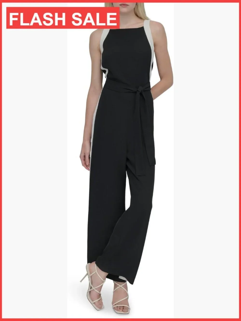 Sleeveless Square Neck Straight Leg Ankle Jumpsuit Size 8